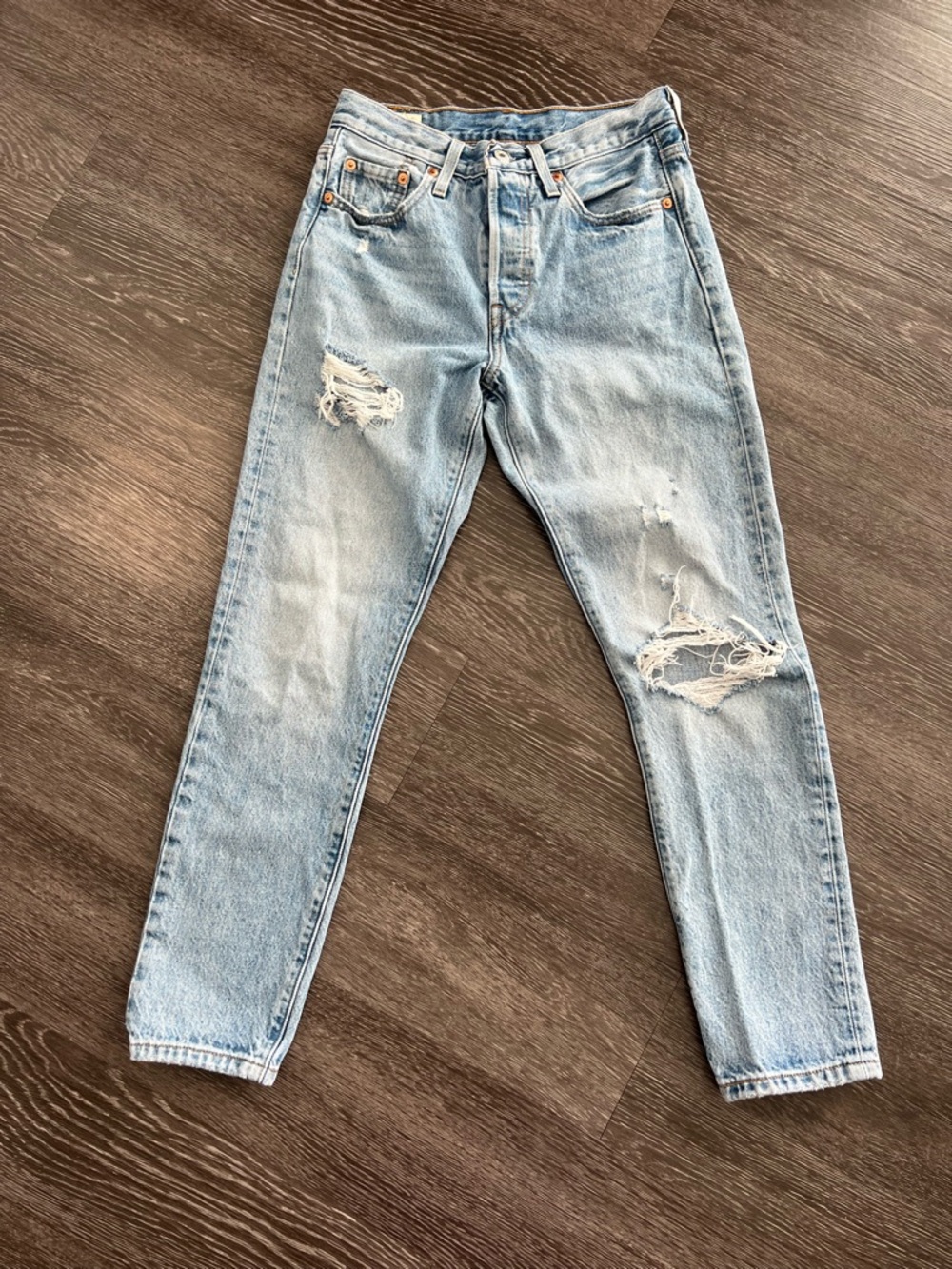 Levi's Premium Distressed 501 S Skinny Big E High-Rise Jeans - Picture 4 of 14
